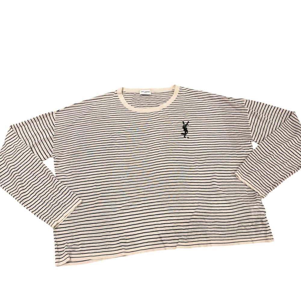 Saint Laurent Striped Long Sleeve Shirt Medium